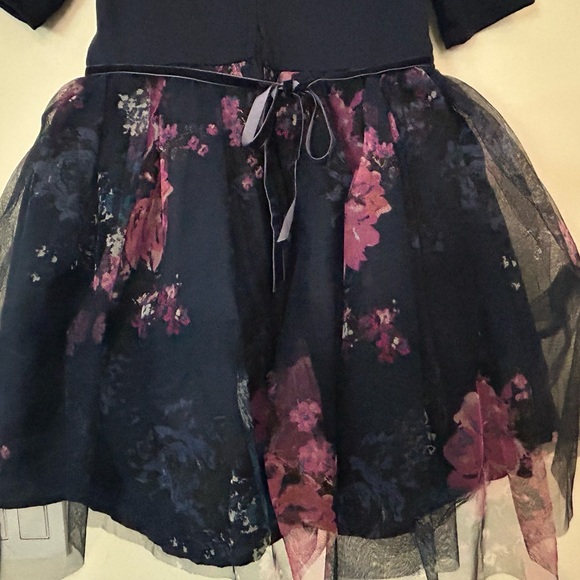 Pink & Violet Girls Sz 12 Navy Blue w/Pink Flowers Party Dress. Fluffy Tulle. - Picture 7 of 10